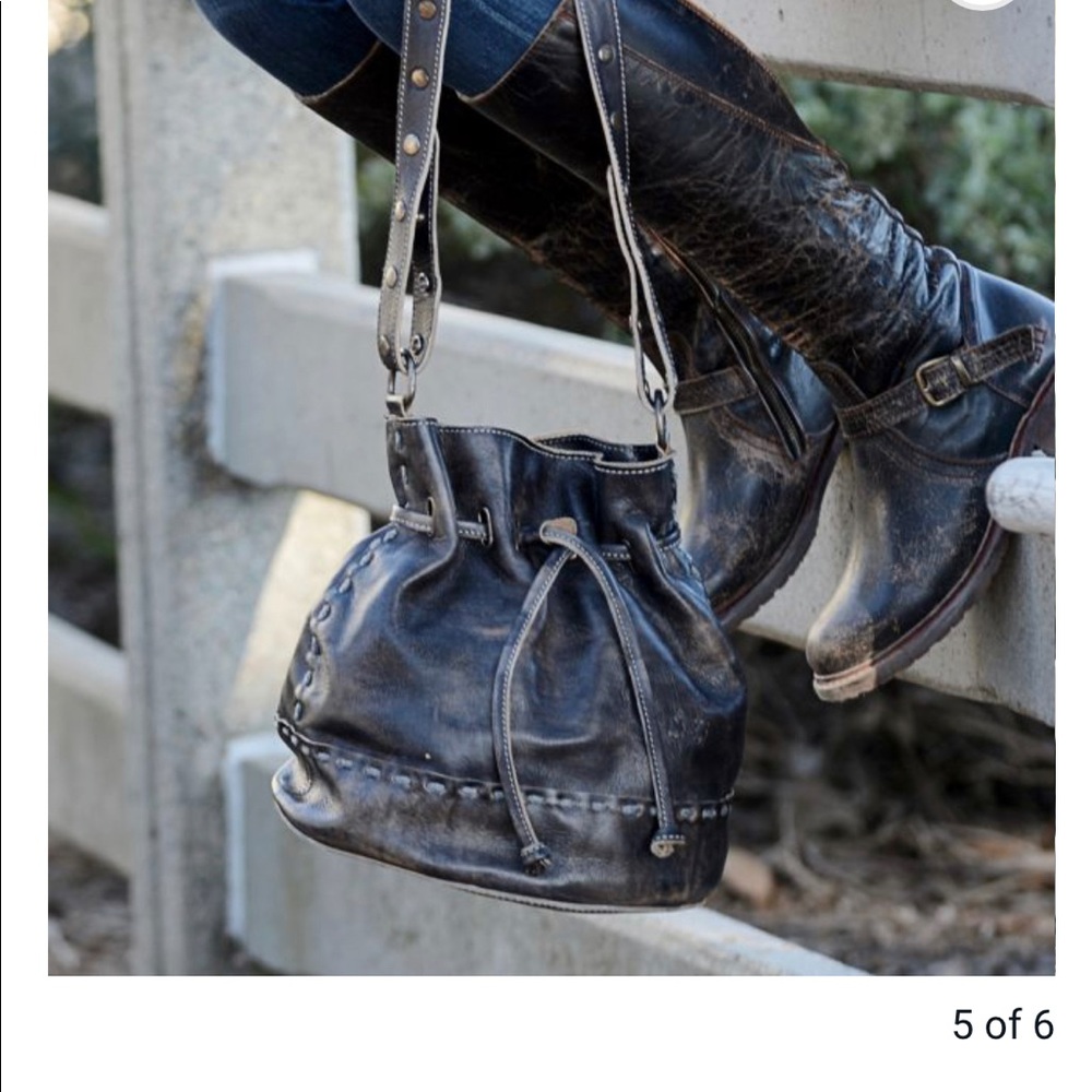 Bed Stu Black distressed tall boots.